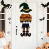 Indoor Outdoor Halloween Sign Happy Welcome Witch Legs Hat Hanging Wooden Wall Decor Durable Art Rustic Front Door Hanger for Porch Vivid Color