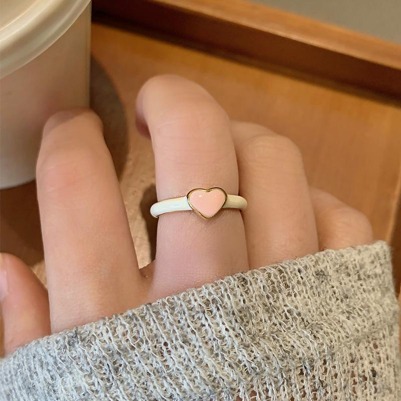 Red Love Drip Glaze Ring for Women's High Sense Does Not Fade Ring Stainless Steel Vacuum Plating Jewelry