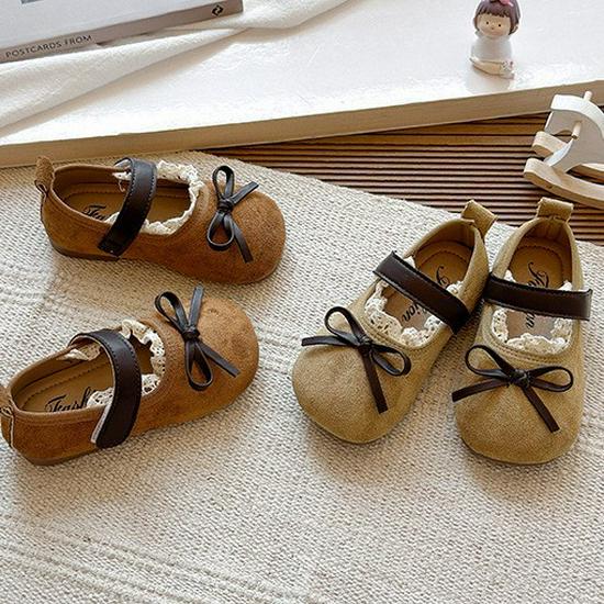 2026 Korean Style Mary Jane Flats: Soft Sole Suede Princess Shoes for Little Girls, Perfect for Spring and Autumn