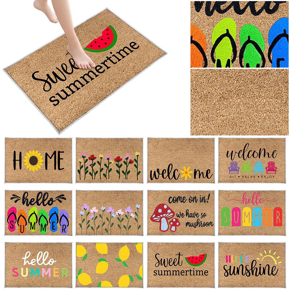 Hello Door Mat Absorbent Welcome Door Mat Non Slip Front Door Mat Decorative Low Profile Doormat for Bathroom Entryway