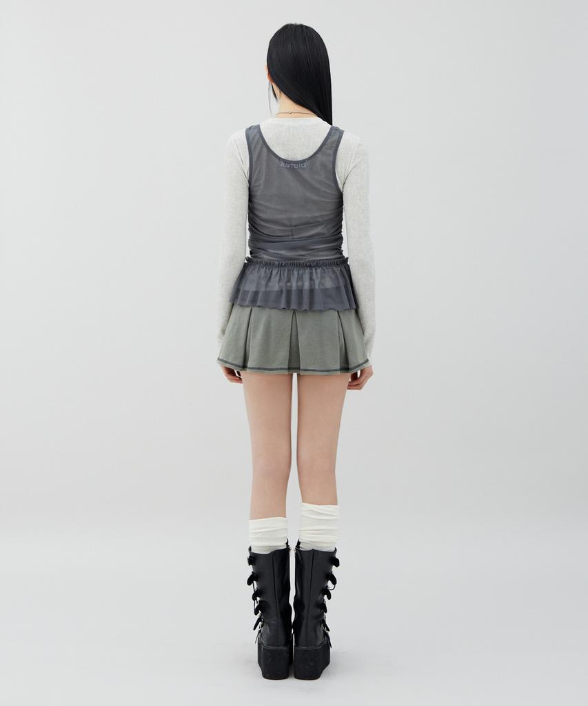 LALAFOX Pleated Sweat Skirt Charcoal Br2Cs001