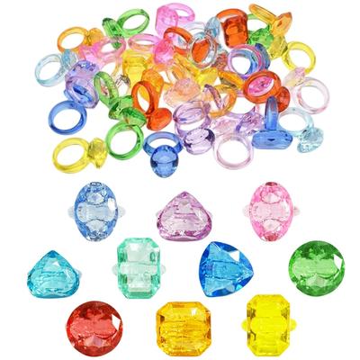 SPRMUD Plastik Akrilik Yüzükler, Çoklu Şekiller, Karışık Renkler, Elmas Yüzükler, Kızlar İçin Parti Hediyelikleri, Doğum Günü Hediyeleri, Ödüller, Karnaval Oyuncakları, Hediye