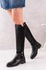 Women Modern Stylish Fashion Boots Boots Faux Leather Black Wet Fabric Knee High Boots