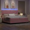 Boxspring Bed with LED Light Strips Pink 200 X 200 Cm Velvet