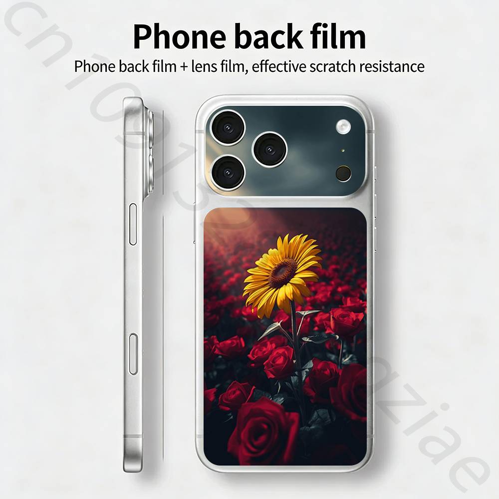 

Rose And Sunflower For iPhone 17 pro Max /17 pro Full Cover Decal Skin Wrap 3D Colorful Rear Protective Sticker Film iPhone17promax