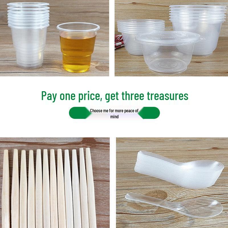 ZISIZ Disposable Plastic Bowl and Chopsticks Set