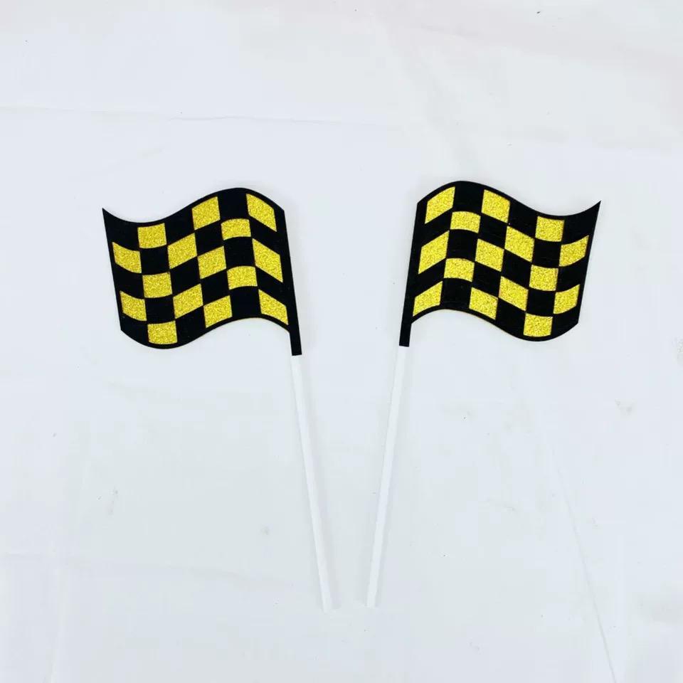 Remote-Control Off-Road Vehicle Cake Decoration for Boys' Birthday – Racing Flag Insert Cards