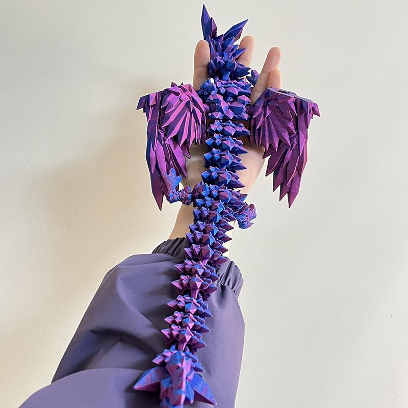 3D Printed Crystal Flying Dragon Movable Wing Toy Landscape Decoration