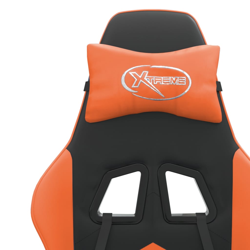 Gaming Chair with Footrest Black and Orange Artificial Leather