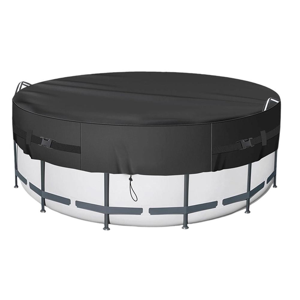 Round Pool Cover for 8/10/12ft Pools 210D Oxford Cloth Shields Against Debris Easy Attachment with Ropes for Stability