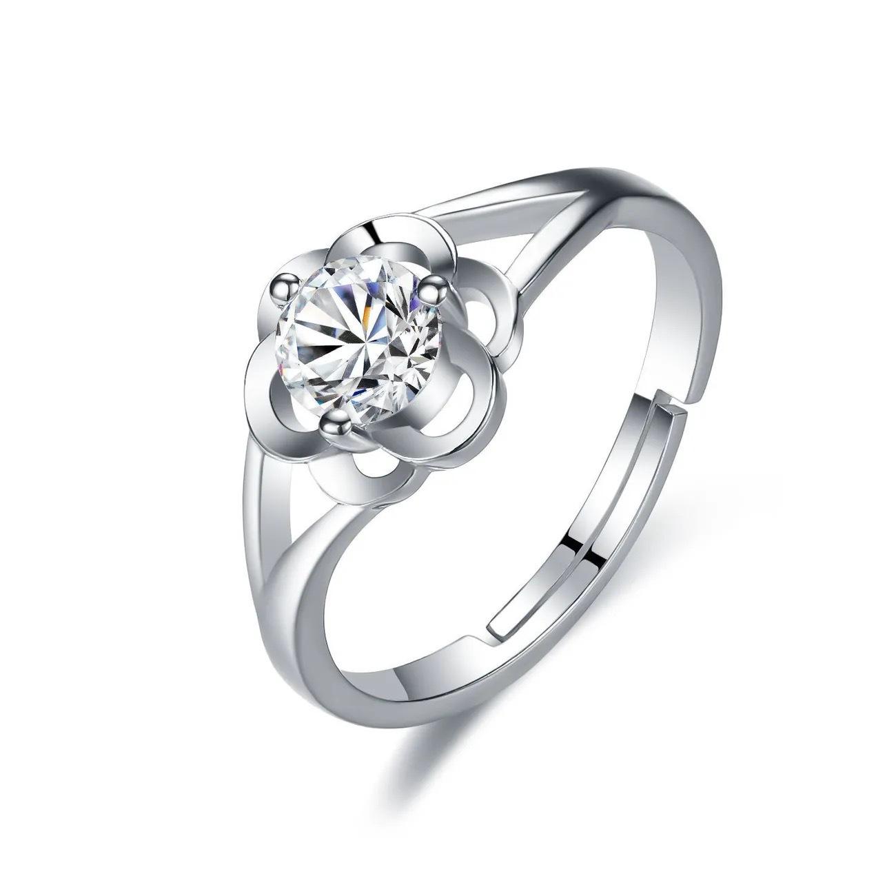 

Женское кольцо из сплава с шестью крапанами и цирконом для помолвки и свадьбы – Элегантный парный стиль Adjustable