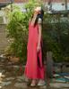 WARDOG Ribbon Long Dress Fuchsia Pink