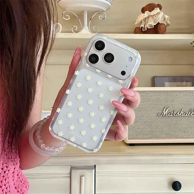 **Transparent Starry Phone Case for iPhone 17/16 Pro Max/15/14 - Japan Korea Inspired Design**