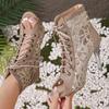 Fashion Fashion 2025 New Open Toe Women's Sandals Summer Lace-up Dress Sexy Sequins Plus Size Best Seller Comfortable Sandal Boots