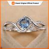 Huitan 2022 Modern Design Women's Wedding Rings Charming Blue Cubic Zirconia High Quality Silver Color Ring Engagement Jewelry