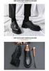 2025 Men's Chunky Glossy Leather Lace-up Casual Shoes with Thick Sole & Square Heel