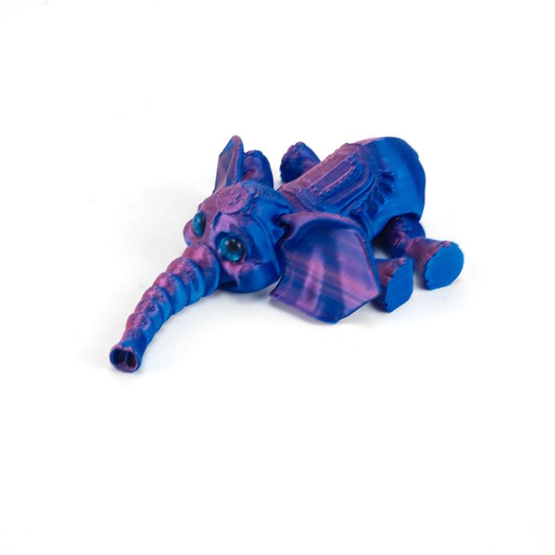 Cute Pla 3D Printing Elephant Model Kawaii Desktop Ornament Cartoon Movable Model Children Toy Creative Collection Toy Gifts