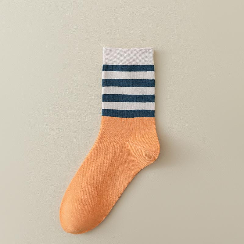 Female Autumn and Winter Three Bar Color Collision Student Movement Cotton College Wind Tube Socks