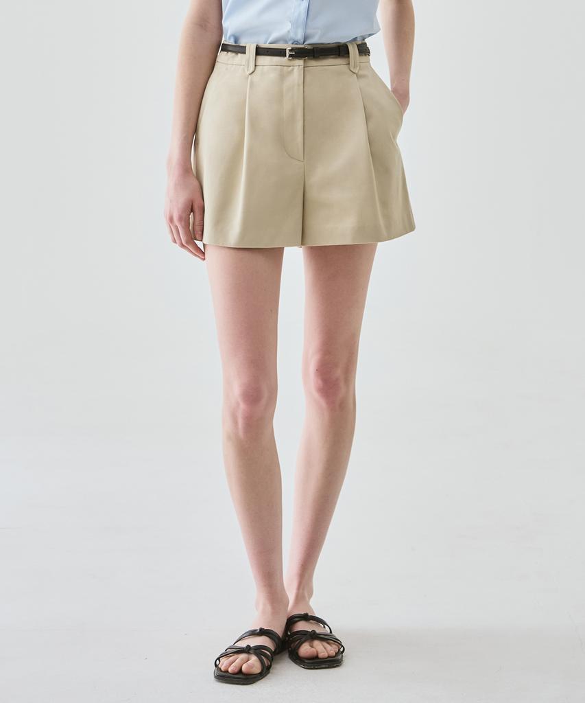 Deuloupisumeon One-Pleat Twill Cotton Shorts [L.Beige]