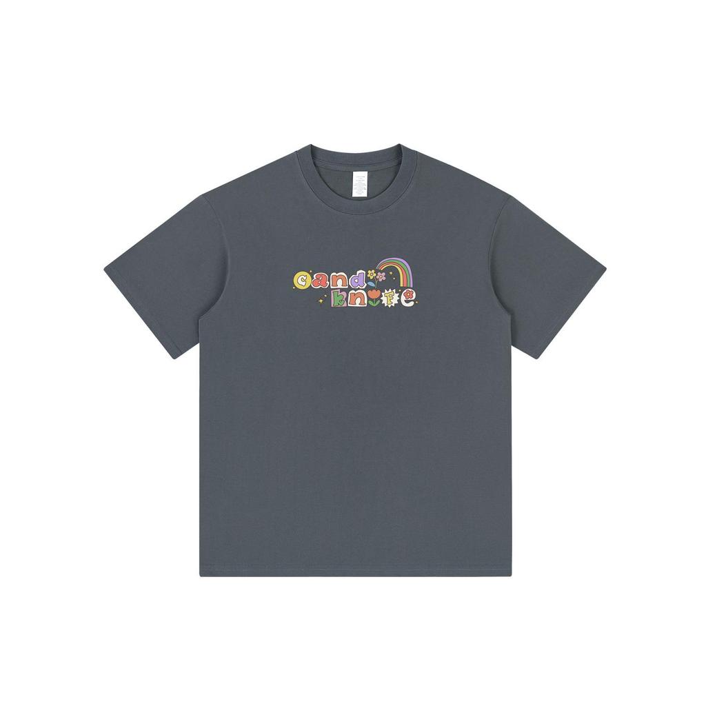 Tide Pure Cotton Unisex T-Shirt - Fun Letter Cartoon Print, Loose Fit, Unique Design