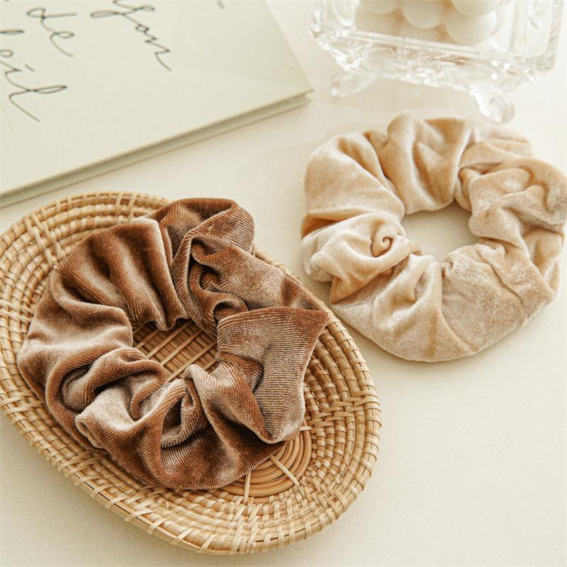 1Pc Women Solid Color Scrunchies Vintage Coral Velvet Hair Band For Girls Ponytail Holder Rubber Bands Elastic Hair Ties Accessories