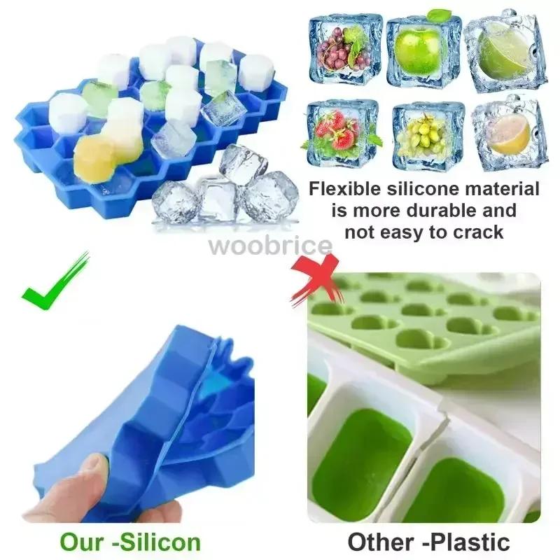 1/2/4 STUKS Holle Honingraat IJsblokjesbakken Herbruikbare Siliconen IJsblokjesvorm BPA-vrije Ijsmaker met Afneembare Deksels