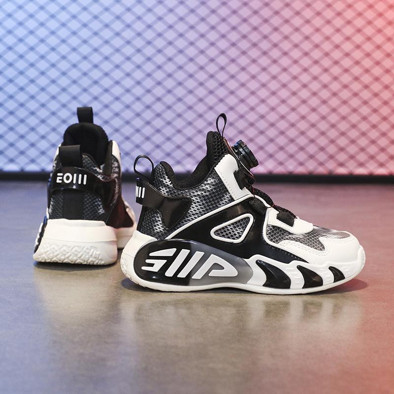 Boys' Shoes 2025 Spring New Breathable Single Net Children's Basketball Shoes Medium and Older Children's Shock-absorbing and Wear-resistant Sports S