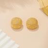 18K Gold Plated Hollow Round Ball Stud Earrings - European & American High-End Light Luxury Design