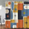 Mid Century Modern Shower Curtain, Abstract Geometric Aesthetic Art Decor, Retro Minimalist Waterproof Washable
