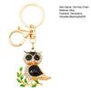 Owl-Shaped Keychain with Enamel Accents Sparkling Rhinestone Car Key Ring for Women Wisdom Symbol Pendant for Bags Keys