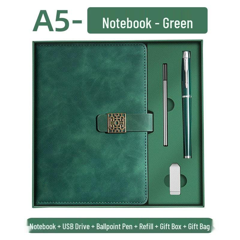Chinese Style Custom Logo Business Notebook Gift Set - Thick Simple Diary for Office Meetings