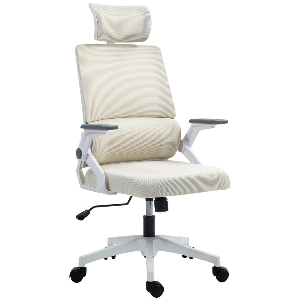 Office Chair Desk Chair, Height-Adjustable, 1 Headrest, 60 X 61 X 121.5 Cm Beige