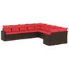 10 Piece Garden Sofa Set with Cushions Brown Poly Rattan