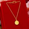 Vietnamese Gold-Plated Copper Fu Character Pendant Necklace for Women