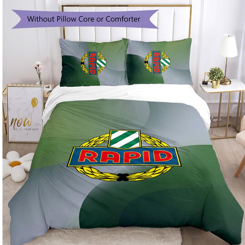 Rapid Wien FC Printed 3PCS Bedding Set Breathable Duvet Cover with Pillowcases Decorative Bed Linen for Bedroom Home