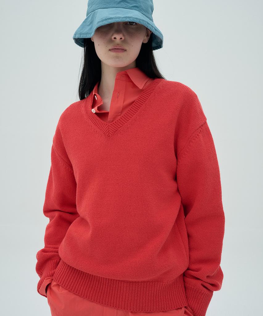 Jeonggamseutyudio Cotton V Neck Knit_5 Color