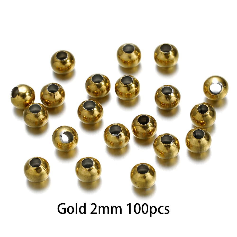 2-8Mm Stainless Steel Round Seed Big Hole Bead Loose Spacer Beads For Diy Jewelry Making Findings Supplies Accessories