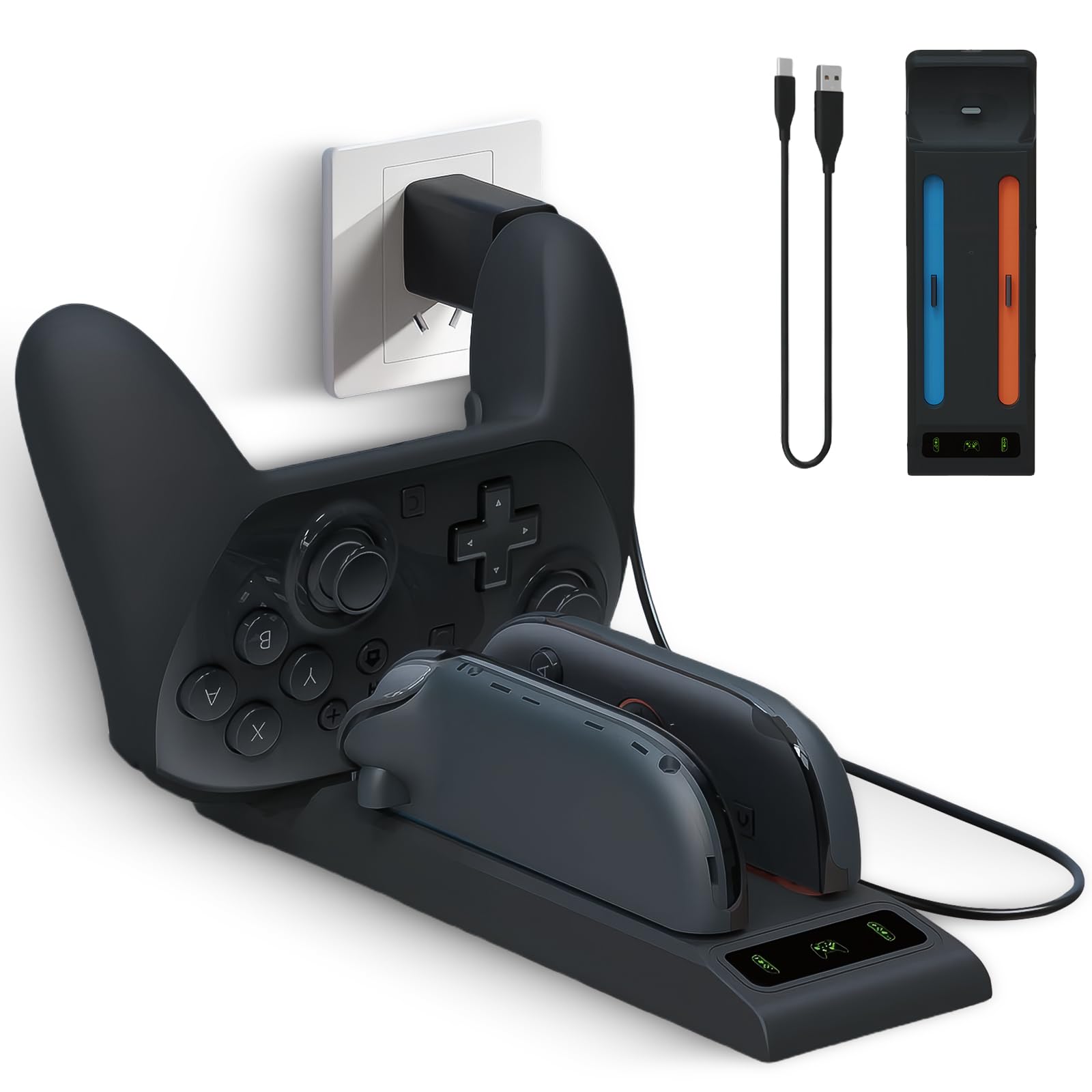

Зарядна підставка для Switch2 Pro у 2025 3 в 1 Зарядка нового контролера сумісна з інтегрованою може заряджати 3 швидко зі світлодіодним індикатором зарядки &