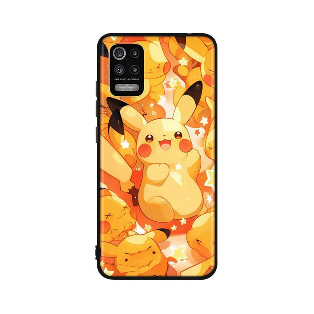 CT53 Cute Pikachu Case for OPPO Reno 8 6 5 4 Pro Find X3 A17 A31 A38 A40 A53 A54 A55 A74 A76 A78 A77 A80 A94 A95 A96 Lite Black Sofe Cover