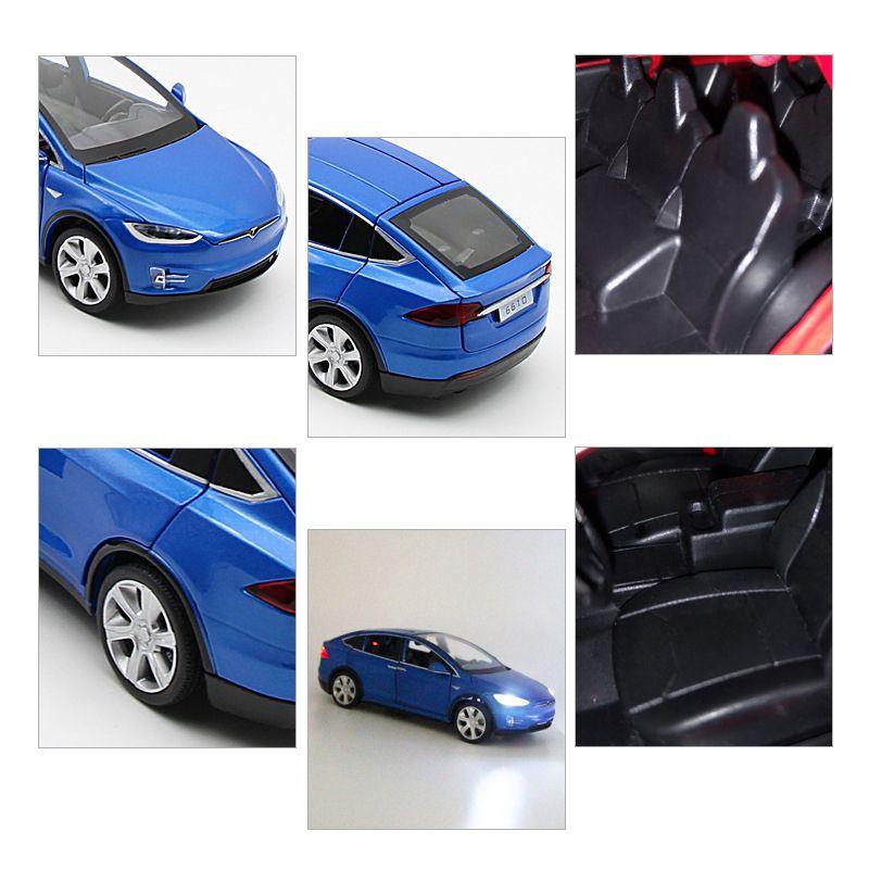 Tesla Model 132 X 90d Suv Diecast Model Car Soundlight Pull Back Kids Toy Gift