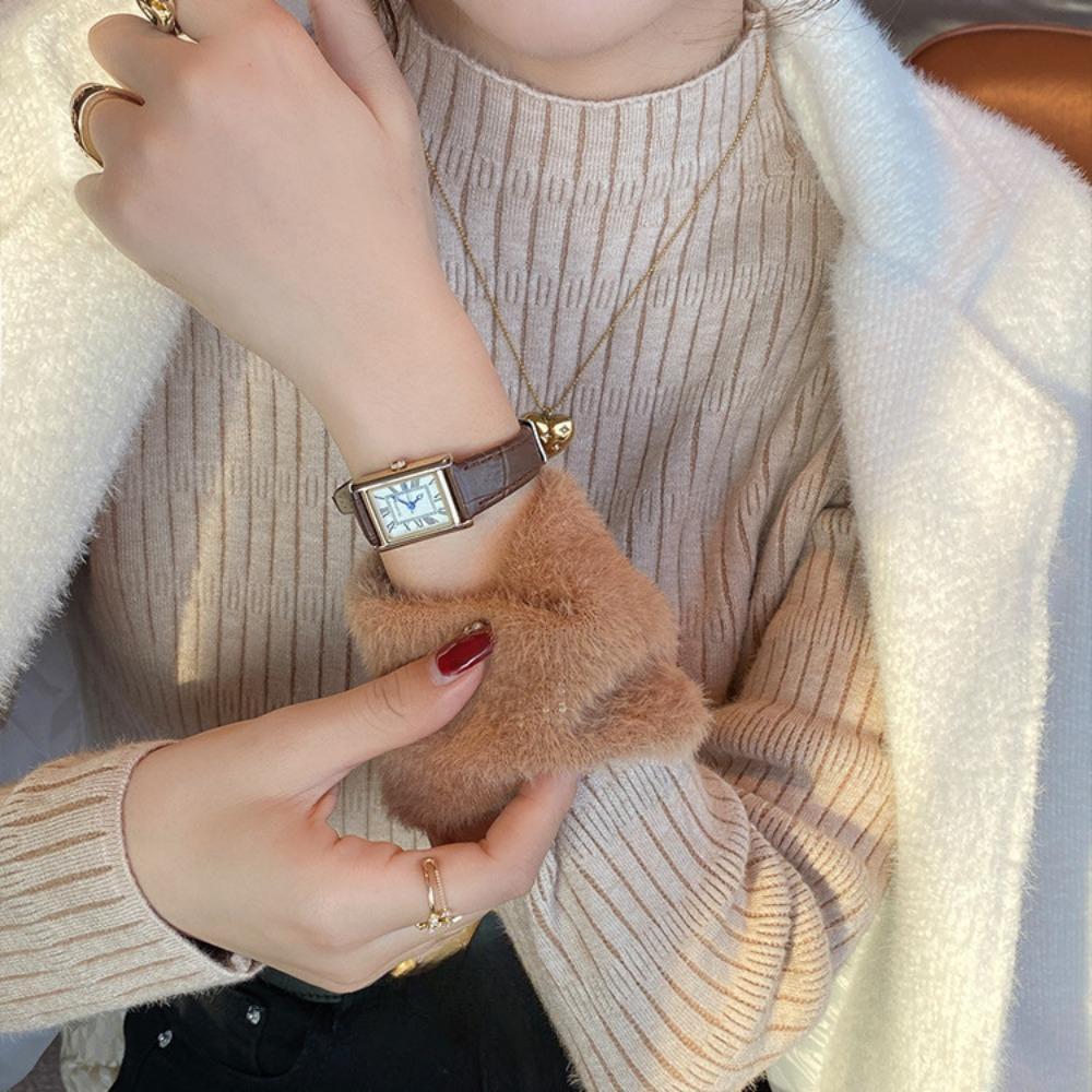 Autumn and Winter Plush Sweater Women's Bottoming Shirt Semi-turtleneck Thickened Warm Inner with Integrated Mink Velvet Knitted White Top