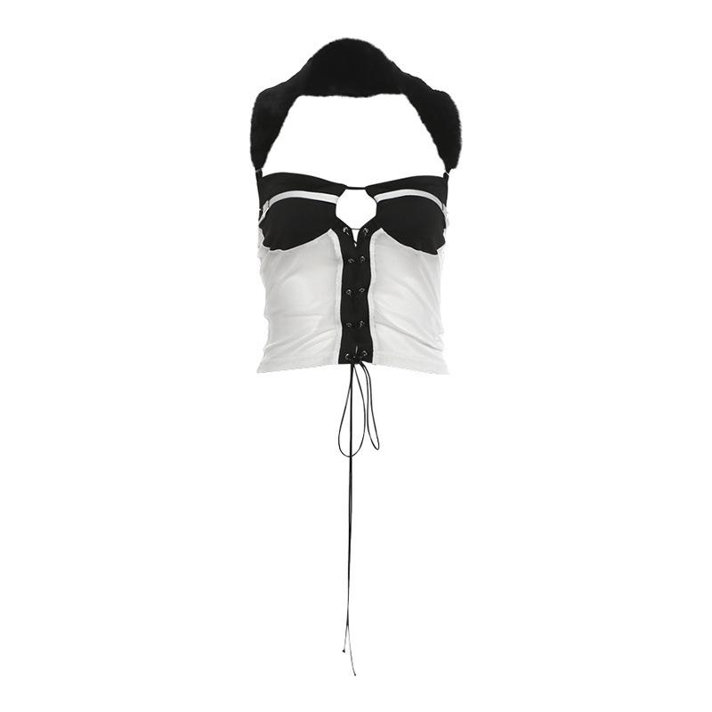 American retro comfortable casual street hipster European and American off-the-shoulder sexy neck straps trendy vest women