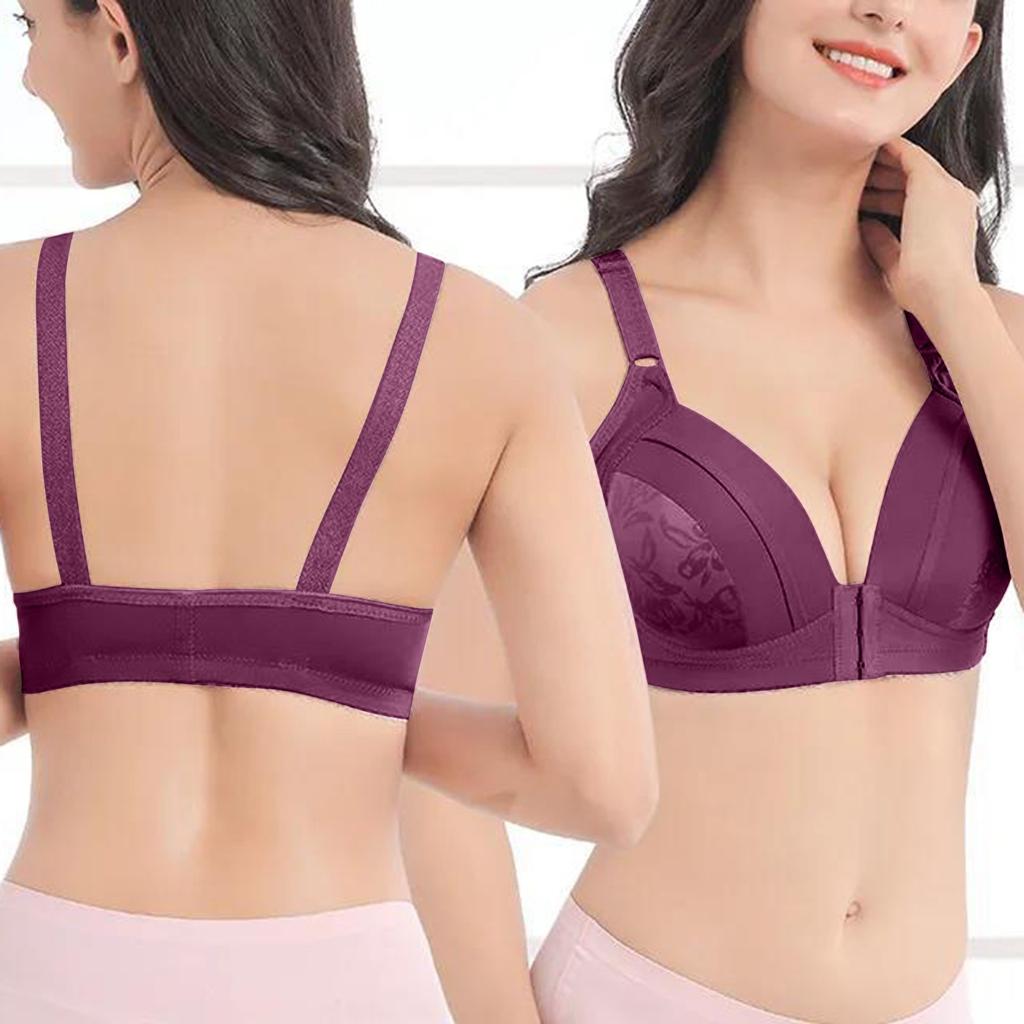 Damenmode Bedruckter Frontknopf Schultergurt Unterwäsche Brustwarze Bequemer BH