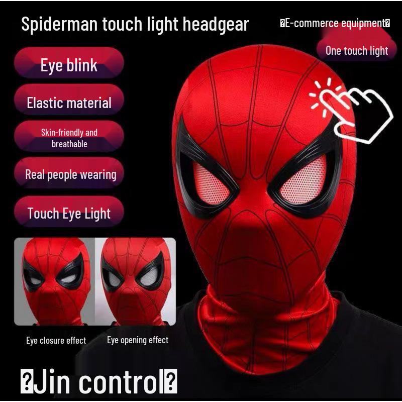 Remote-Control Spider-Man Mask with Blinking Eyes and Lights for Cosplay