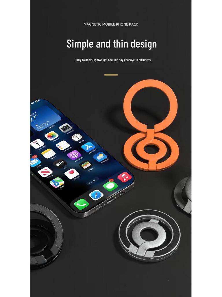 Doppelseitiger magnetischer Legierungs-Handyständer: Ultradünn, Faltbar, Tragbar, Multifunktionaler Ringhalter