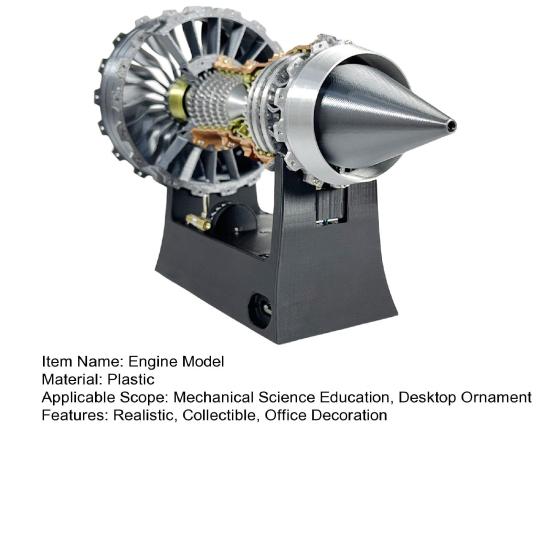 TR900 Turbofan Engine Model Realistic Simulated Aircraft Engine Kit Collectible Turbojet Engine Model for Mechanical Science Education Aviation