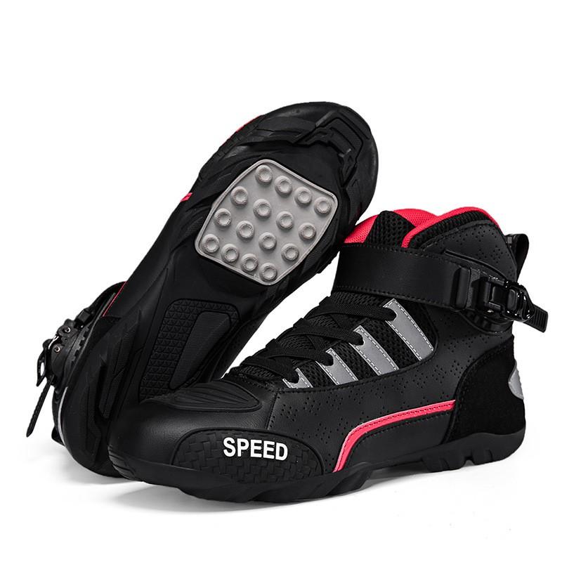 Mens Motorcycle Riding Boots All Season Off-Road Touring Shoes Bikers With Enhanced Ankle Support Slip-Resistant Sole
