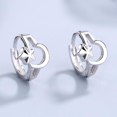 S925 Sterling Silver XINGX Ear Clip Korean Style Sweet Girl Earrings Elegant Pentagram Silver Accessories