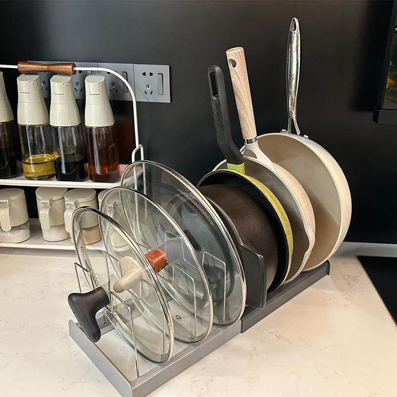 1/2pc 6grid Telescopic Pot Racks Expandable Pots Pans Storage Racks Lids Dish Drying Rack Kitchen Cabinet Bowl Pan Holder