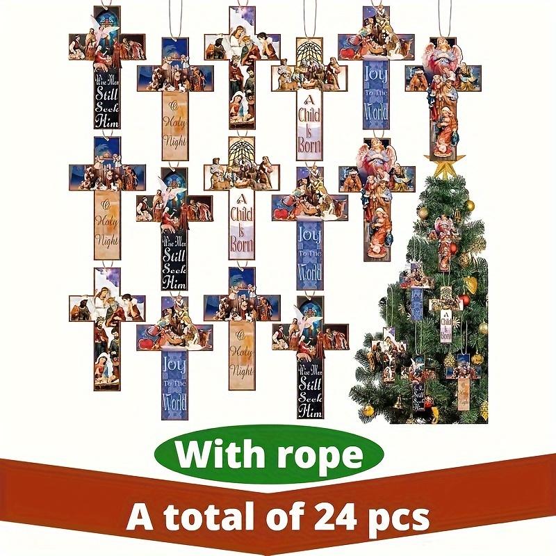 

24Pcs Nativity Scene Ornaments Christmas Hanging Ornament Nativity Christmas Tree Ornaments Keepsake The Birth of Jesus Decor 24pcs